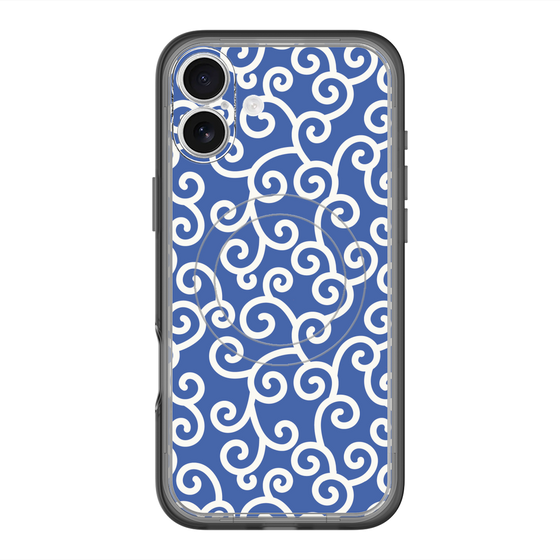 スリムプロテクションプレミアムケース with MagSafe［ 唐草模様 - Blue ］