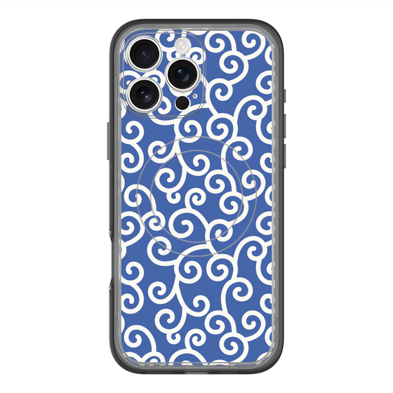 スリムプロテクションプレミアムケース with MagSafe［ 唐草模様 - Blue ］