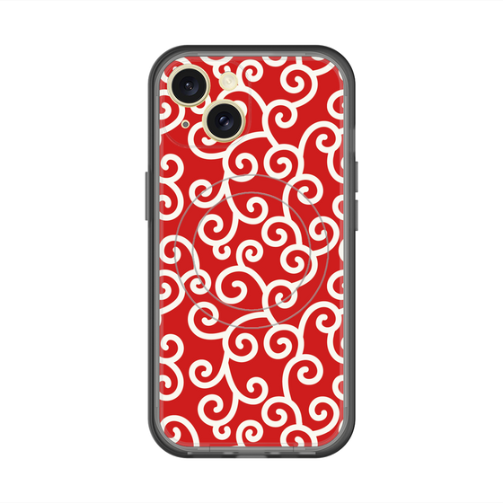 スリムプロテクションプレミアムケース with MagSafe［ 唐草模様 - Red ］