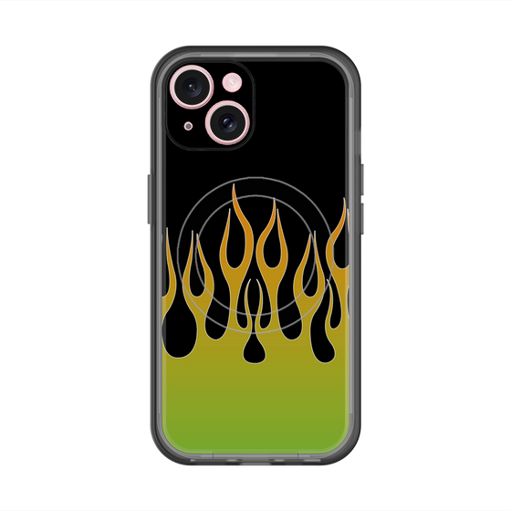 スリムプロテクションプレミアムケース with MagSafe［ 炎 - Green ］