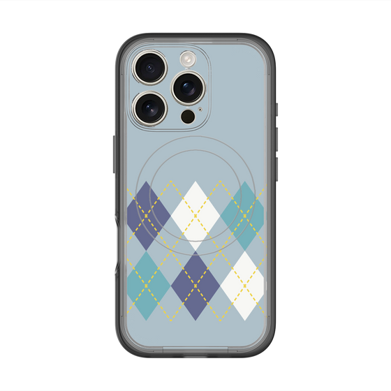 スリムプロテクションプレミアムケース with MagSafe［ Nordic Argyle - Blue ］