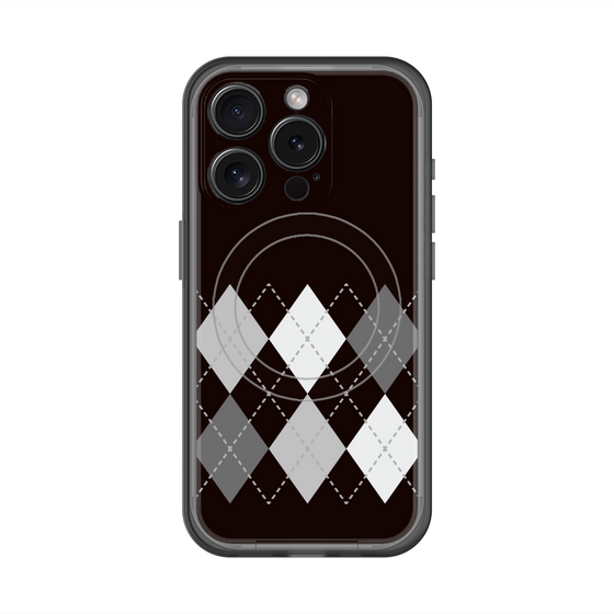 スリムプロテクションプレミアムケース with MagSafe［ Nordic Argyle - Black ］