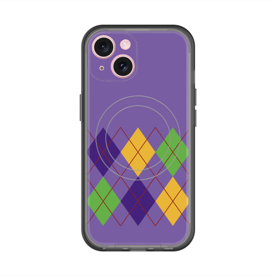 スリムプロテクションプレミアムケース with MagSafe［ Nordic Argyle - Purple ］