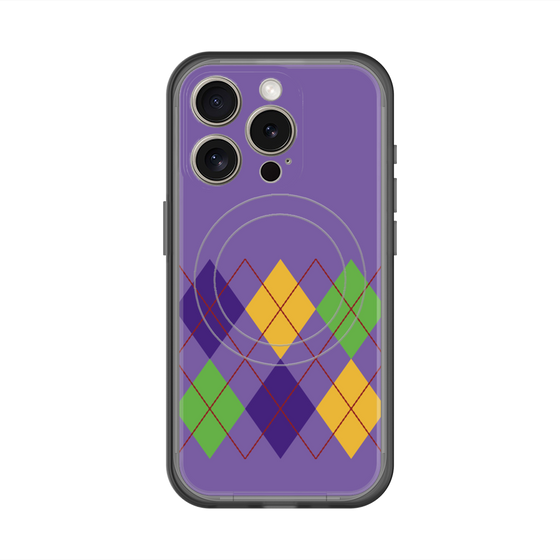 スリムプロテクションプレミアムケース with MagSafe［ Nordic Argyle - Purple ］