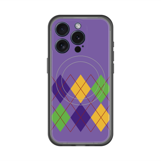 スリムプロテクションプレミアムケース with MagSafe［ Nordic Argyle - Purple ］