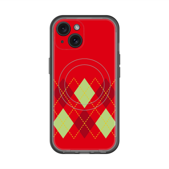 スリムプロテクションプレミアムケース with MagSafe［ Nordic Argyle - Red ］