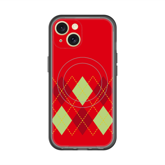スリムプロテクションプレミアムケース with MagSafe［ Nordic Argyle - Red ］
