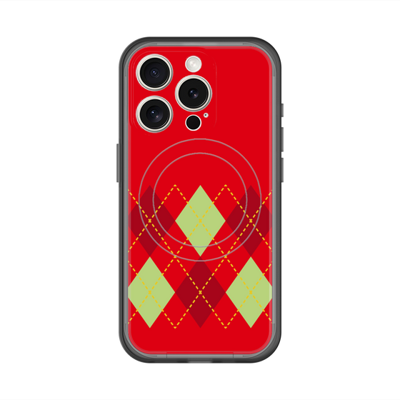 スリムプロテクションプレミアムケース with MagSafe［ Nordic Argyle - Red ］