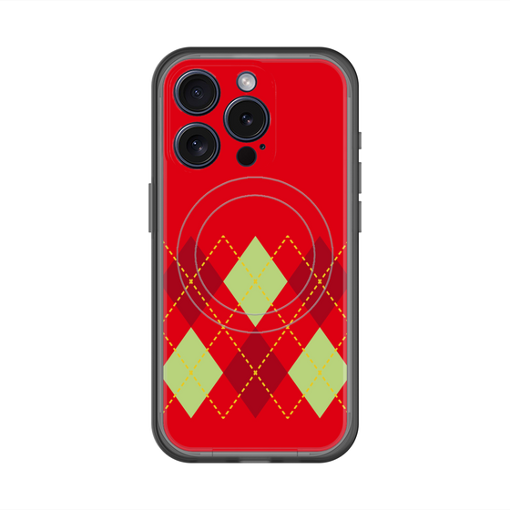 スリムプロテクションプレミアムケース with MagSafe［ Nordic Argyle - Red ］
