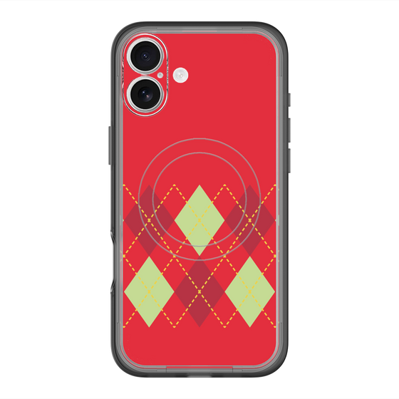 スリムプロテクションプレミアムケース with MagSafe［ Nordic Argyle - Red ］