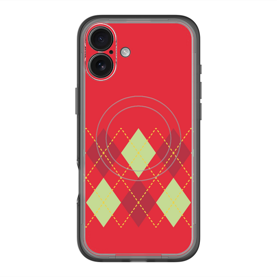 スリムプロテクションプレミアムケース with MagSafe［ Nordic Argyle - Red ］