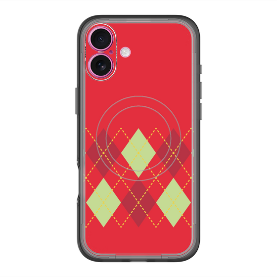 スリムプロテクションプレミアムケース with MagSafe［ Nordic Argyle - Red ］