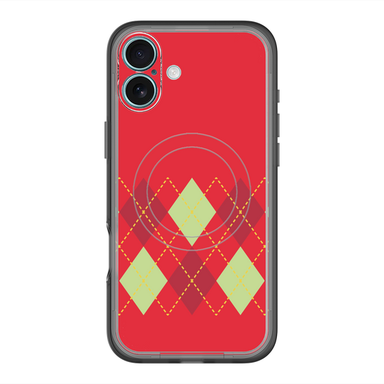 スリムプロテクションプレミアムケース with MagSafe［ Nordic Argyle - Red ］
