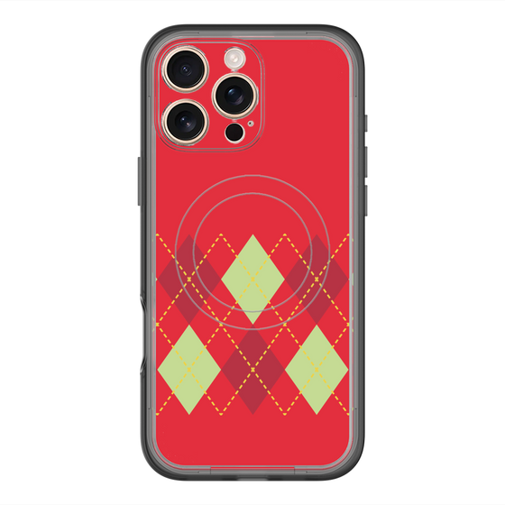 スリムプロテクションプレミアムケース with MagSafe［ Nordic Argyle - Red ］