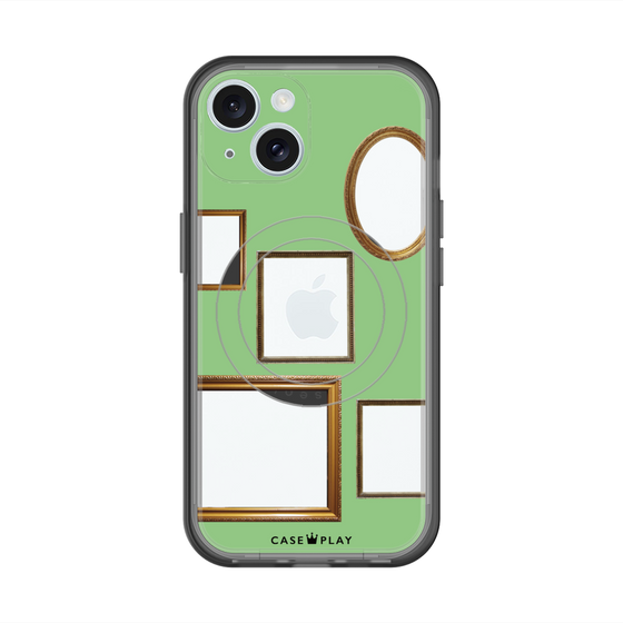 スリムプロテクションプレミアムケース with MagSafe［ Photo Frames - Light Green ］