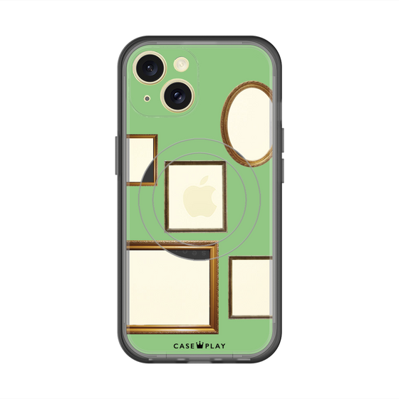 スリムプロテクションプレミアムケース with MagSafe［ Photo Frames - Light Green ］