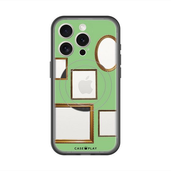 スリムプロテクションプレミアムケース with MagSafe［ Photo Frames - Light Green ］