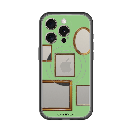 スリムプロテクションプレミアムケース with MagSafe［ Photo Frames - Light Green ］