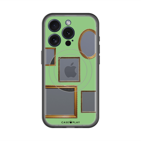 スリムプロテクションプレミアムケース with MagSafe［ Photo Frames - Light Green ］
