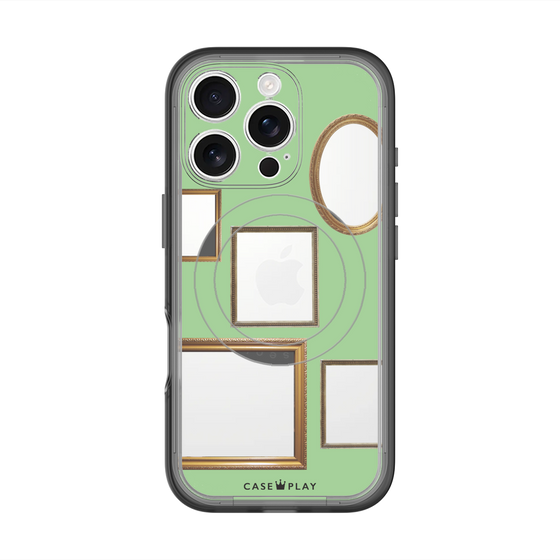 スリムプロテクションプレミアムケース with MagSafe［ Photo Frames - Light Green ］