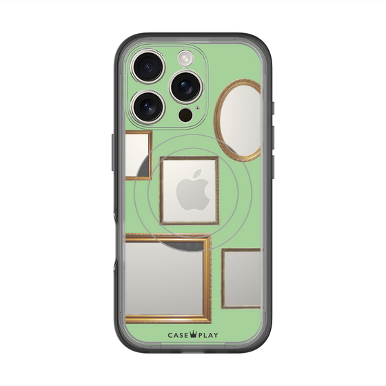 スリムプロテクションプレミアムケース with MagSafe［ Photo Frames - Light Green ］