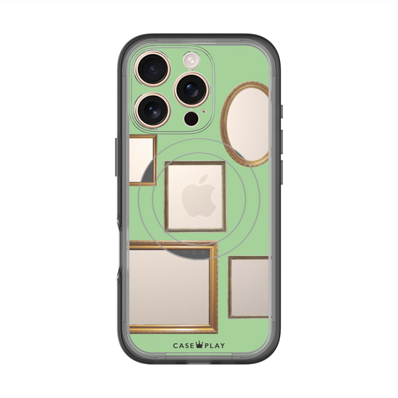 スリムプロテクションプレミアムケース with MagSafe［ Photo Frames - Light Green ］