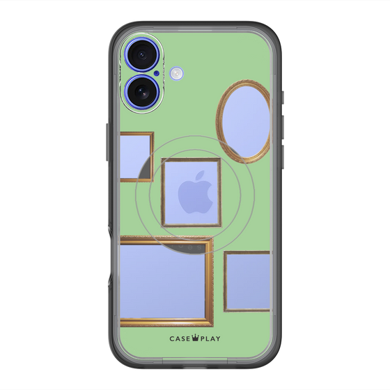 スリムプロテクションプレミアムケース with MagSafe［ Photo Frames - Light Green ］
