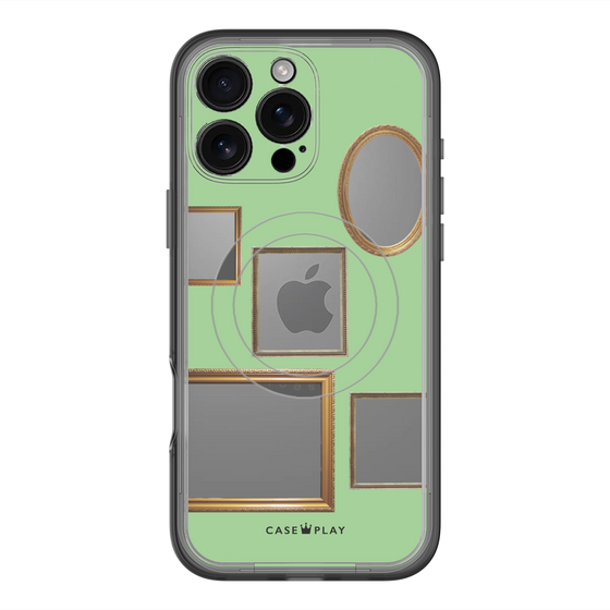 スリムプロテクションプレミアムケース with MagSafe［ Photo Frames - Light Green ］