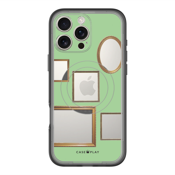 スリムプロテクションプレミアムケース with MagSafe［ Photo Frames - Light Green ］