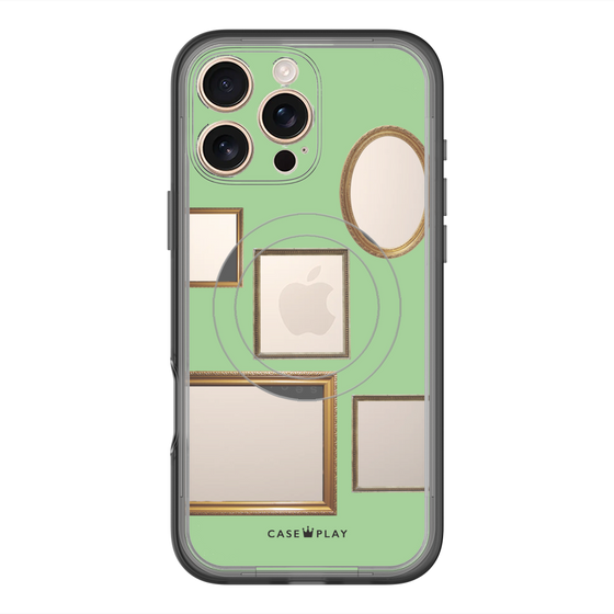 スリムプロテクションプレミアムケース with MagSafe［ Photo Frames - Light Green ］