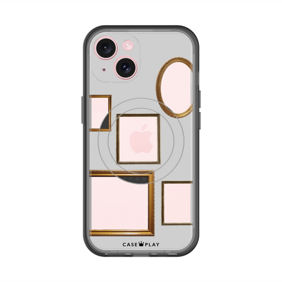 スリムプロテクションプレミアムケース with MagSafe［ Photo Frames - Light Gray ］