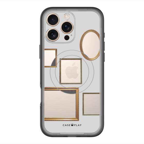 スリムプロテクションプレミアムケース with MagSafe［ Photo Frames - Light Gray ］