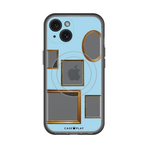 スリムプロテクションプレミアムケース with MagSafe［ Photo Frames - Light Blue ］