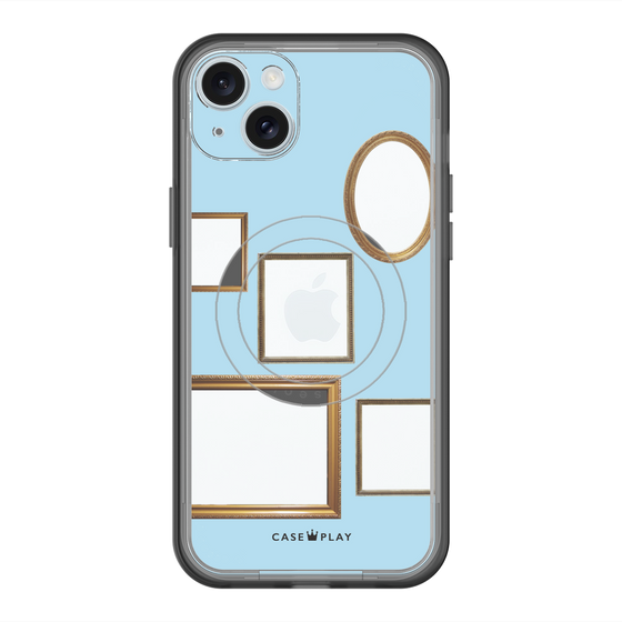 スリムプロテクションプレミアムケース with MagSafe［ Photo Frames - Light Blue ］