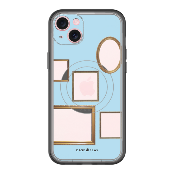 スリムプロテクションプレミアムケース with MagSafe［ Photo Frames - Light Blue ］