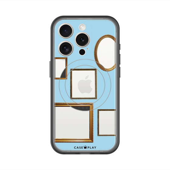 スリムプロテクションプレミアムケース with MagSafe［ Photo Frames - Light Blue ］