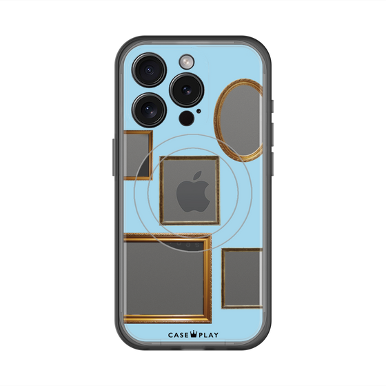 スリムプロテクションプレミアムケース with MagSafe［ Photo Frames - Light Blue ］