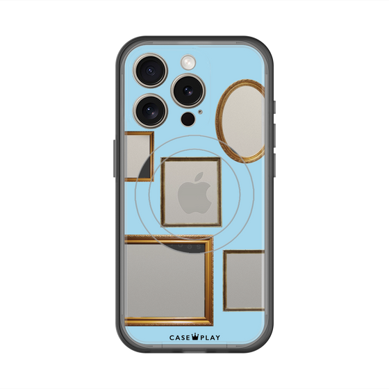 スリムプロテクションプレミアムケース with MagSafe［ Photo Frames - Light Blue ］