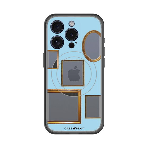 スリムプロテクションプレミアムケース with MagSafe［ Photo Frames - Light Blue ］