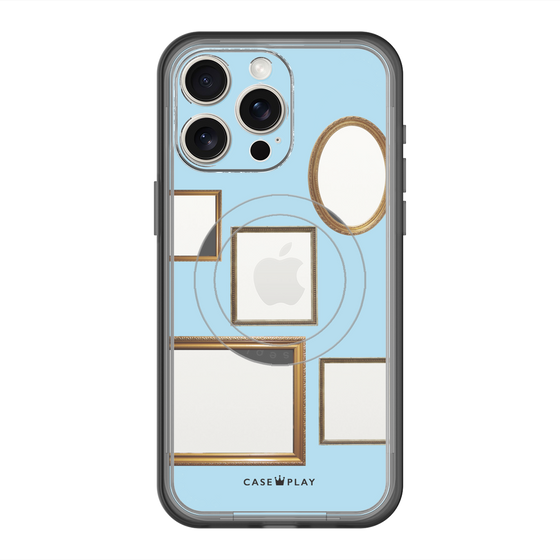 スリムプロテクションプレミアムケース with MagSafe［ Photo Frames - Light Blue ］