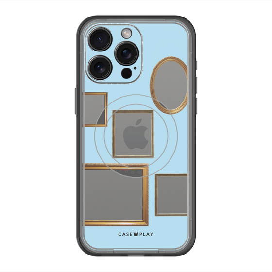 スリムプロテクションプレミアムケース with MagSafe［ Photo Frames - Light Blue ］