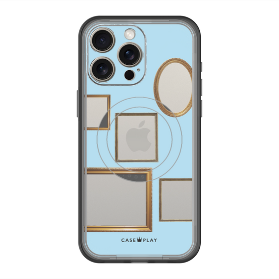 スリムプロテクションプレミアムケース with MagSafe［ Photo Frames - Light Blue ］