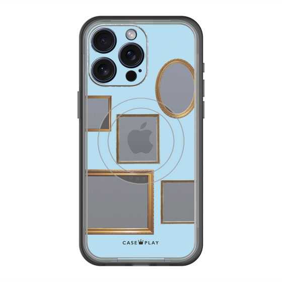 スリムプロテクションプレミアムケース with MagSafe［ Photo Frames - Light Blue ］
