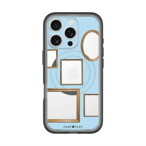 スリムプロテクションプレミアムケース with MagSafe［ Photo Frames - Light Blue ］