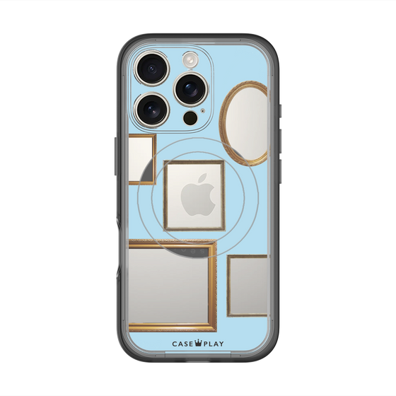 スリムプロテクションプレミアムケース with MagSafe［ Photo Frames - Light Blue ］