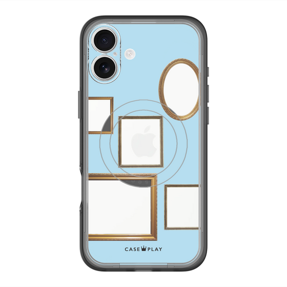 スリムプロテクションプレミアムケース with MagSafe［ Photo Frames - Light Blue ］
