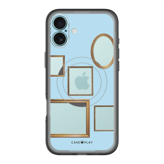 スリムプロテクションプレミアムケース with MagSafe［ Photo Frames - Light Blue ］