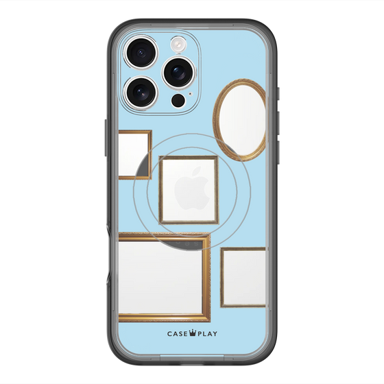 スリムプロテクションプレミアムケース with MagSafe［ Photo Frames - Light Blue ］