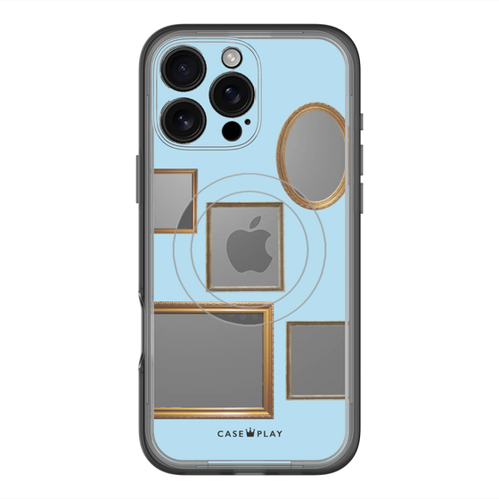 スリムプロテクションプレミアムケース with MagSafe［ Photo Frames - Light Blue ］