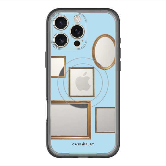 スリムプロテクションプレミアムケース with MagSafe［ Photo Frames - Light Blue ］